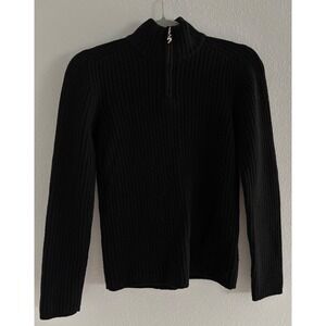Bogner Virgin Wool Sweater Women Medium Black Quarter Zip Long Sleeve Ski Luxury